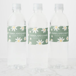 Etiqueta Para Botella De Agua Etiqueta del frasco de agua floral Sage Green Boho
