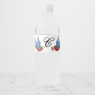 Etiqueta Para Botella De Agua Etiqueta inicial del frasco de agua monograma Bi t