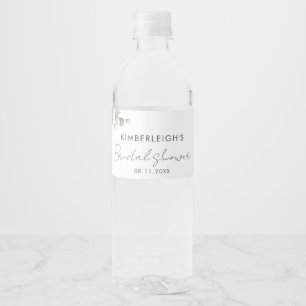 Etiqueta Para Botella De Agua Eucalipto Verde Script Fiesta de Despedida de Solt