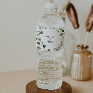 Etiqueta Para Botella De Agua Eucalyptus Boda de caligrafía moderna