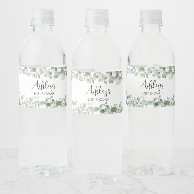 Etiqueta Para Botella De Agua Eucalyptus Greenery Baby Shower (Botellas)