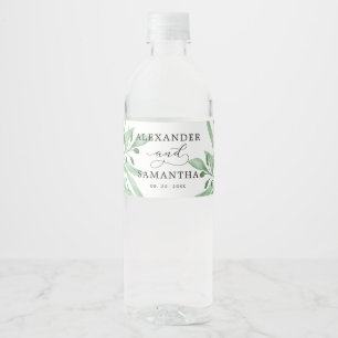 Etiqueta Para Botella De Agua Eucalyptus Moderno Boda Minimalista Suculento