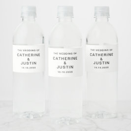 Etiqueta Para Botella De Agua Evento de Boda Minimalista Moderno Todo el Texto E