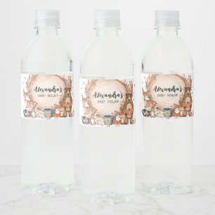 Etiqueta Para Botella De Agua Fall Woodland Wood Slice Baby Shower