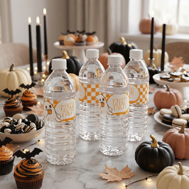 Etiqueta Para Botella De Agua Fantasma Retro Adorable y Espeluznante de Hallowee