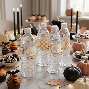 Etiqueta Para Botella De Agua Fantasma Retro Adorable y Espeluznante de Hallowee