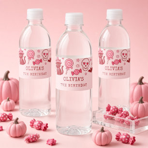 Etiqueta Para Botella De Agua Fantástico fantasma rosa rojo personalizado de Hal