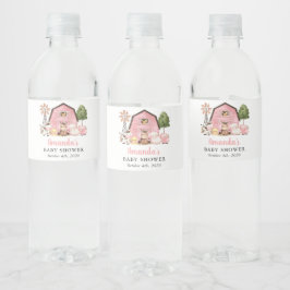 Etiqueta Para Botella De Agua Farm Animals, Cute Animals, Pink Barn, Baby Shower