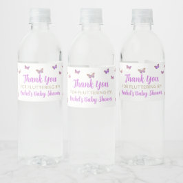 Etiqueta Para Botella De Agua Favor Baby Shower de mariposa morada