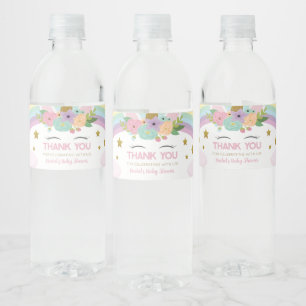 Etiqueta Para Botella De Agua Favor de Baby Shower de Rainbow Unicorn