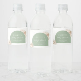 Etiqueta Para Botella De Agua Favor de Baby Shower verde Boho Sage