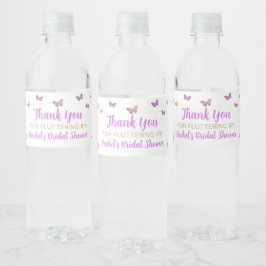 Etiqueta Para Botella De Agua Favor de ducha de mariposa morada