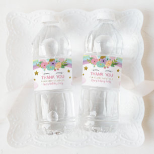 Etiqueta Para Botella De Agua Favor de la fiesta de cumpleaños de Rainbow Unicor