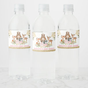 Etiqueta Para Botella De Agua Favor floral rosado femenino de Baby Shower Rubor