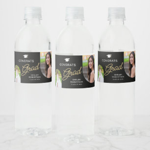 Etiqueta Para Botella De Agua Felicidades Graduado Script Arco Moderno 2 Foto 