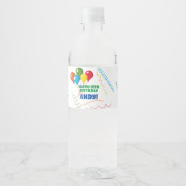 Etiqueta Para Botella De Agua Feliz cumpleaños colorido con globos