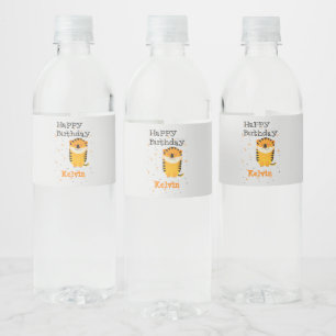 Etiqueta Para Botella De Agua Feliz cumpleaños tigre lindo nombre personalizado