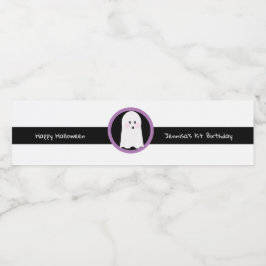 Etiqueta Para Botella De Agua Feliz Halloween  Cumpleaños Fantasma Simple 