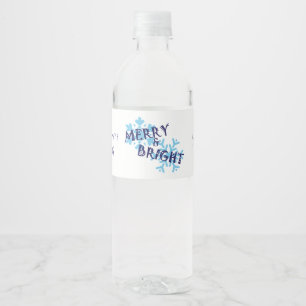 Etiqueta Para Botella De Agua Feliz y brillante, vacaciones en plata y azul