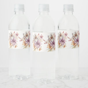 Etiqueta Para Botella De Agua Fiesta acuarela Boho Flores rosas elegantes