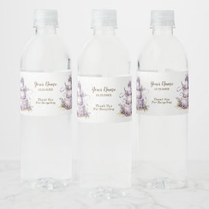 Etiqueta Para Botella De Agua Fiesta Acuarela Lavanda Floral Elegante