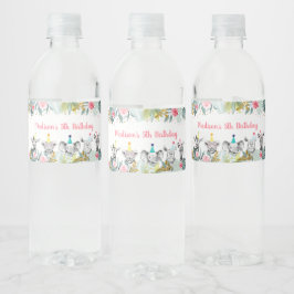 Etiqueta Para Botella De Agua Fiesta Animal Pink Gold Safari Cumpleaños