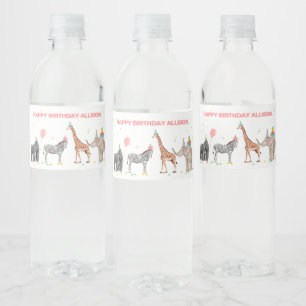 Etiqueta Para Botella De Agua Fiesta Animales Nacimiento Salvaje Una Etiqueta De