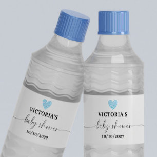 Etiqueta Para Botella De Agua Fiesta Baby Shower de Blue Heart
