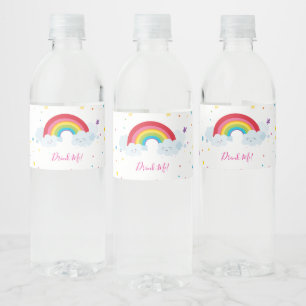 Etiqueta Para Botella De Agua FIESTA BEBIDAS colores vivos y divertidos arcoiris