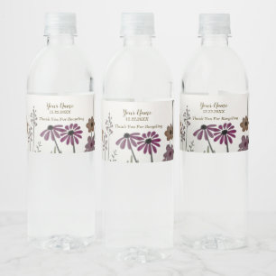 Etiqueta Para Botella De Agua Fiesta Colorful Garden Flores Mariposas Golden