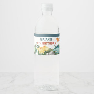 Etiqueta Para Botella De Agua Fiesta como un dinosaurio feliz cumpleaños persona
