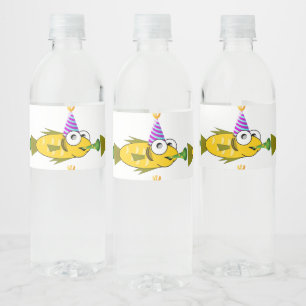 Etiqueta Para Botella De Agua Fiesta Cute Goldfish Personalizado Cumpleaños