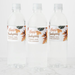 Etiqueta Para Botella De Agua Fiesta de Acción de Gracias de Negocios Personaliz