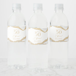 Etiqueta Para Botella De Agua Fiesta de aniversario de bodas de 50 años de Ágata