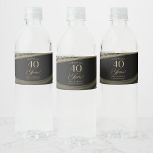 Etiqueta Para Botella De Agua Fiesta de aniversario de bodas de Ágata de Oro Neg