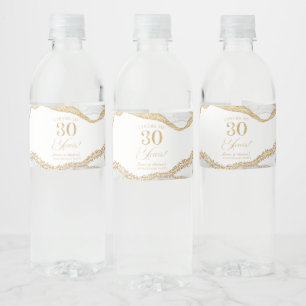 Etiqueta Para Botella De Agua Fiesta de aniversario de bodas de Agata Oro Blanco