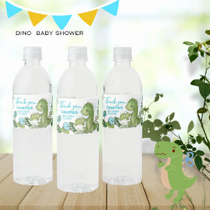 Etiqueta Para Botella De Agua Fiesta de Baby Shower Personalizada de Dinosaurio