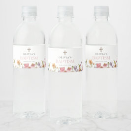 Etiqueta Para Botella De Agua Fiesta de bautismo Chica floral de primavera de fl