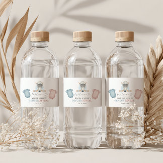 Etiqueta Para Botella De Agua Fiesta de bebé de hockey, revelación de género de