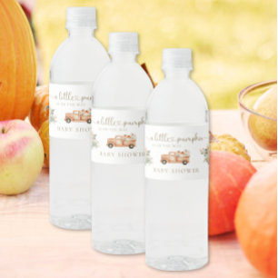 Etiqueta Para Botella De Agua Fiesta de Bebé Neutral Naranja Camioneta Otoño Cal