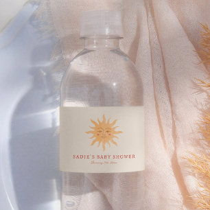 Etiqueta Para Botella De Agua Fiesta de Bebé Vintage Sol Boho Sunshine