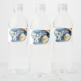 Etiqueta Para Botella De Agua Fiesta de Cuenta Regresiva de Planetas de la Galax