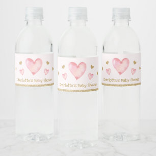 Etiqueta Para Botella De Agua Fiesta de cumpleaños Baby Shower de Pink Gold Vale