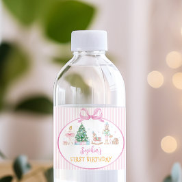 Etiqueta Para Botella De Agua Fiesta de Cumpleaños Cascanueces de Navidad con La