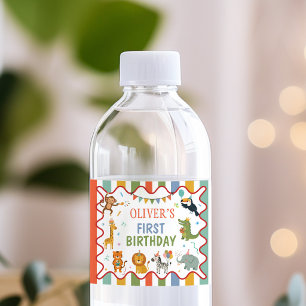 Etiqueta Para Botella De Agua Fiesta de Cumpleaños de Animales Safari