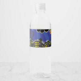 Etiqueta Para Botella De Agua Fiesta de Cumpleaños de Arte Pop de Cómic Colorido