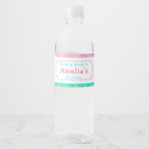 Etiqueta Para Botella De Agua Fiesta de cumpleaños de Baking chica