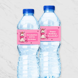 Etiqueta Para Botella De Agua Fiesta de cumpleaños de Chica de Unicornio Rosa