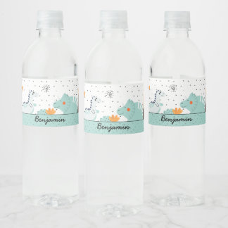 Etiqueta Para Botella De Agua Fiesta de cumpleaños de Cute Dino Dinosaurs