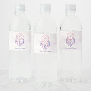 Etiqueta Para Botella De Agua Fiesta de cumpleaños de Dreamcatcher Sleepover